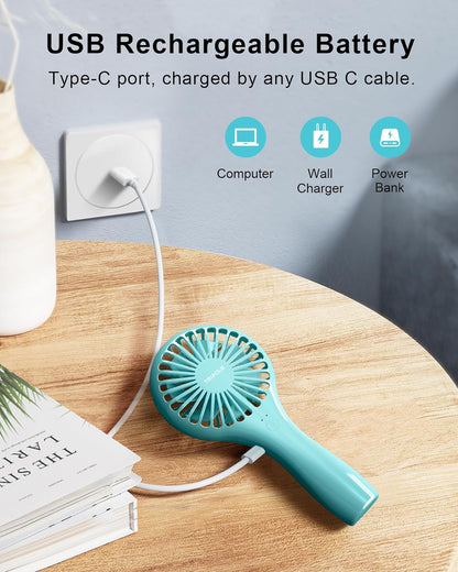 Mini Handheld Fan Battery Operated Small Personal Portable Fans Speed Adjustable USB Rechargeable Fans Cute Design Powerful Eyelash Fan for Stylish Kids Girls Women Men Indoor Outdoor Travel